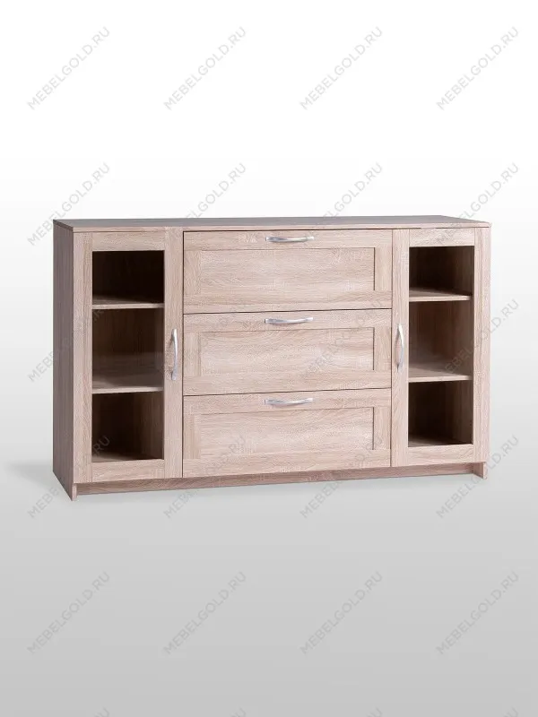 Тумба Сириус, 2 двери со стеклом и 3 ящика, 156х41х95 см, дуб сонома | изображение 9