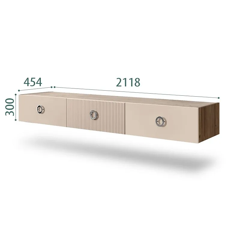 Тумба телевизионная 2.1м Bogemia Woodline Fly Fi (Ваниль) (Novabuk/Хром) БМТ-2[10]