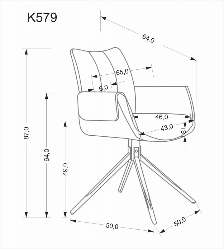 Стул кухонный Halmar K579 поворотный (серый/черный) | изображение 10