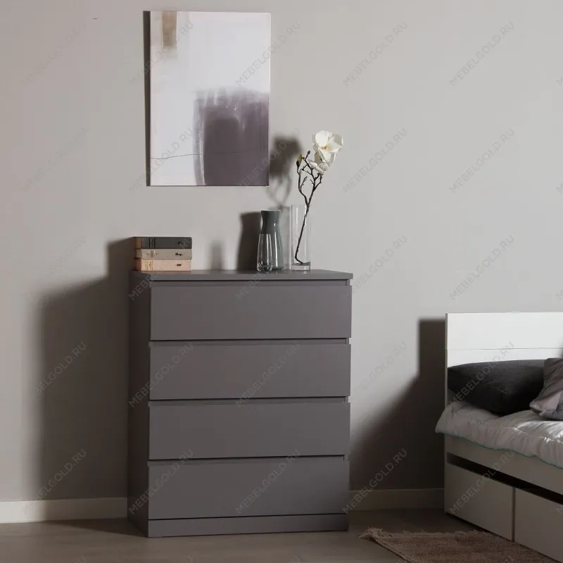 Комод Варма, 4 ящика, 80х100х40 см, эмаль серая | изображение 6