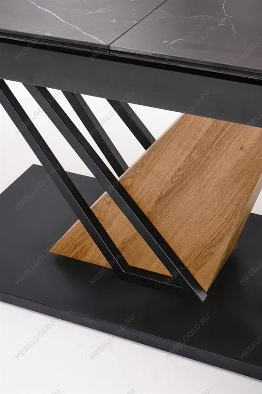 Стол обеденный Halmar VOLANT 160 (черный мрамор/дуб золотой) | изображение 13