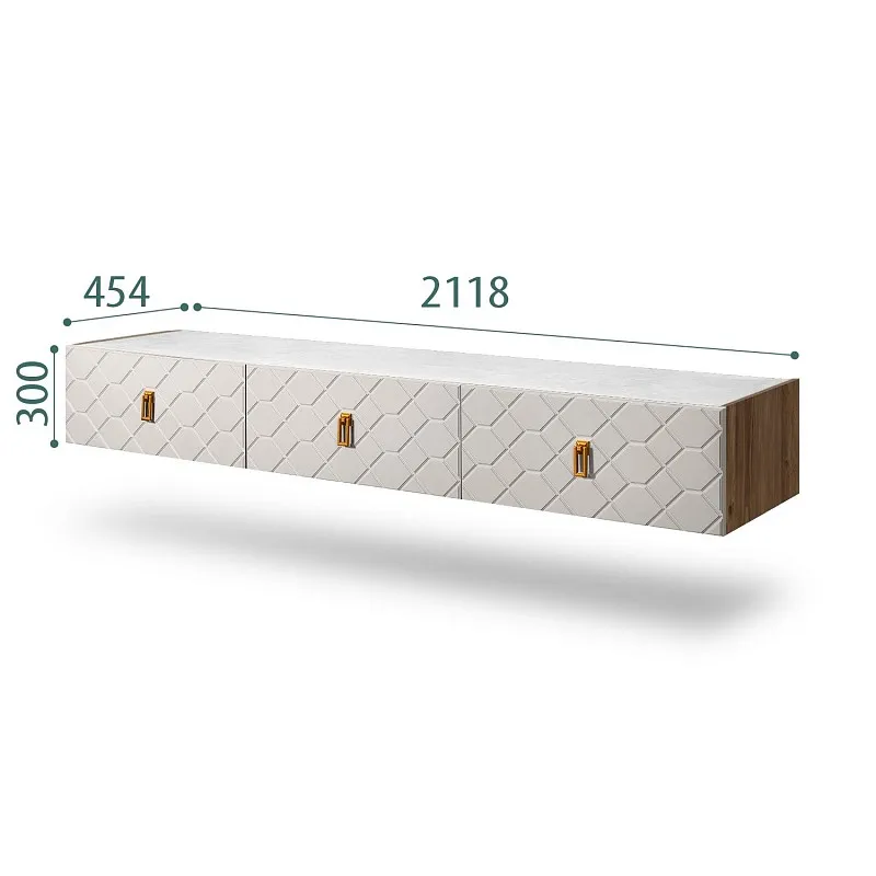 Тумба телевизионная 2.1м Bogemia Woodline Fly Fa (Шелк) (Novabuk/Золото) БМТ-2