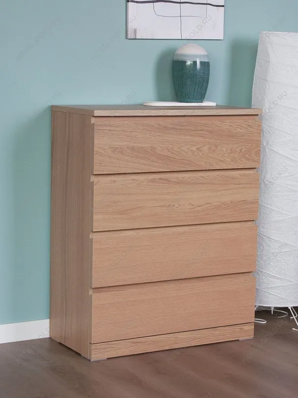 Комод Варма, 4 ящика, 80х100х40 см, шпон натурального дерева, дуб беленый | изображение 8