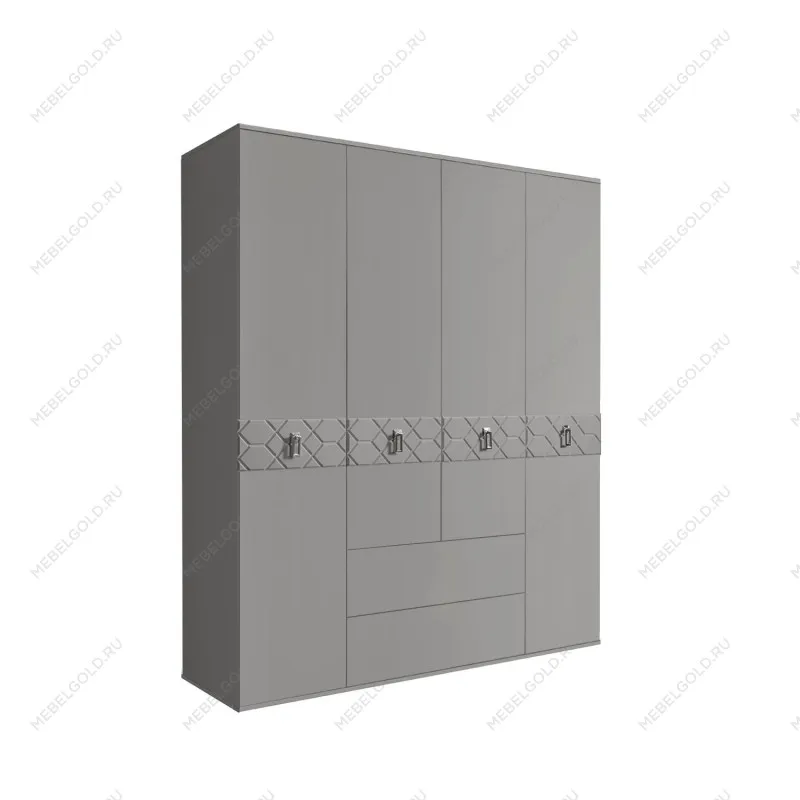 Шкаф 4-х дверный с ящиками, Bogemia Farfalle (Серый/Хром) БМШ2/41(Fa)