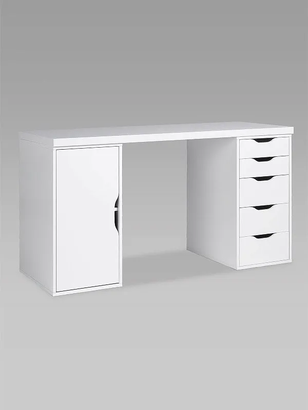 Стол письменный Ингар, с дверцей и 5 ящиками, 140x75x55, белый | изображение 12