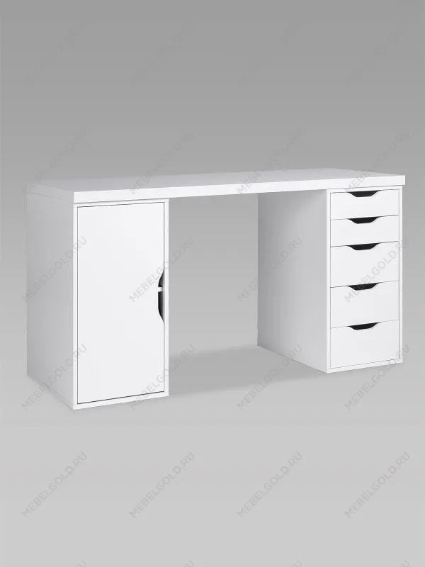 Стол письменный Ингар, с дверцей и 5 ящиками, 140x75x55, белый | изображение 12
