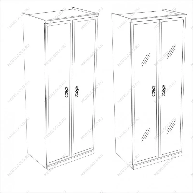 Натали секция 2-ств без зеркал белый глянец