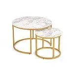 Комплект Halmar PAOLA, 2 стола журнальных (белый мрамор/золотой) | изображение 2