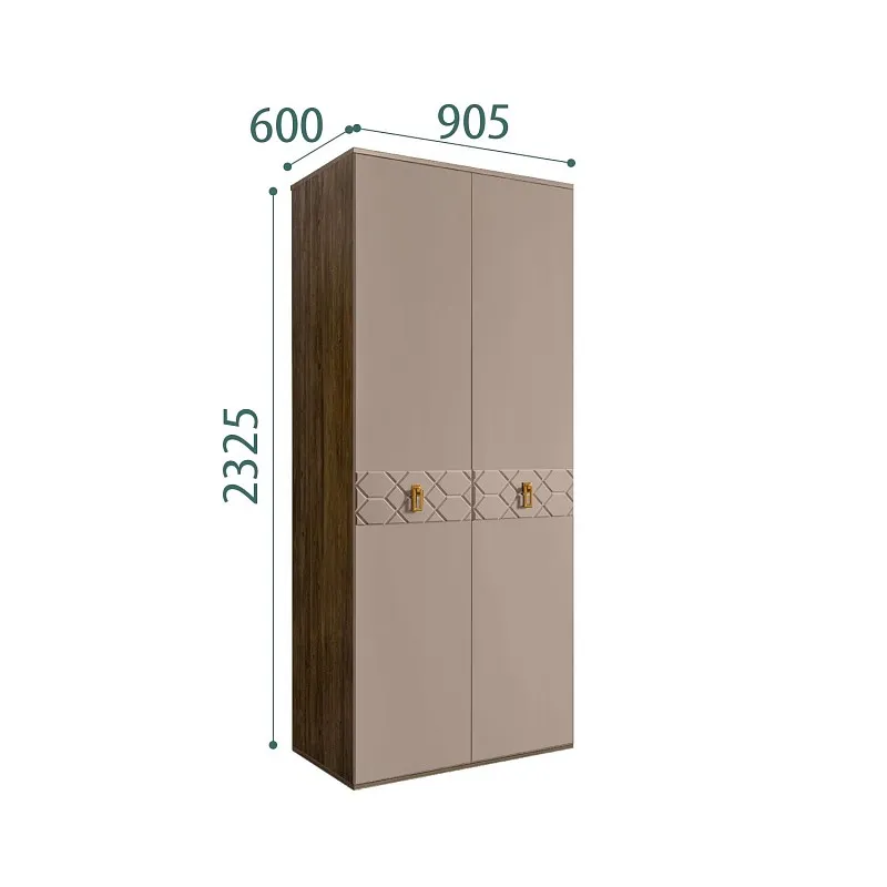 Шкаф 2-х дверный Bogemia Woodline Fa (Мокка/Золото) БМШ2/2