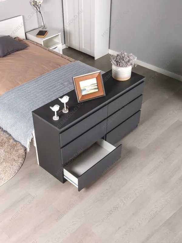 Комод Кастор, 6 ящиков, 129х40х71 см, серый | изображение 3