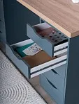 Стол письменный Ингар, 10 ящиков, 140х75х55 см, серо-бирюзовый, столешница дуб беленый | изображение 3