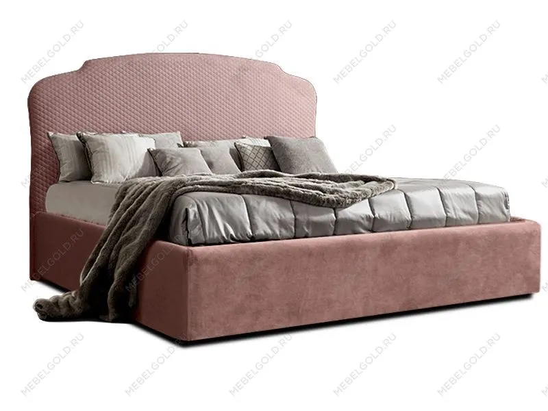 Кровать Римини 1,6 м, с подъемным механизмом (пепельно-розовый), РМКР-1[3], гладкие царги
