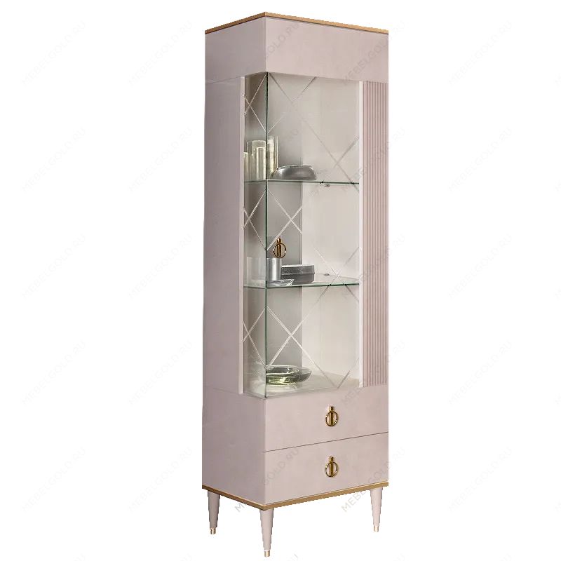 Витрина 1-ств. Римини СОЛО (Латте/Золото) (Правая) РМВ1-1С(s)