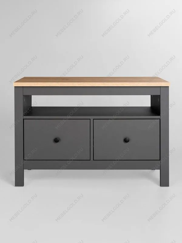 Тумба Сага, 2 ящика, 91х42х63 см, серая/ясень | изображение 9