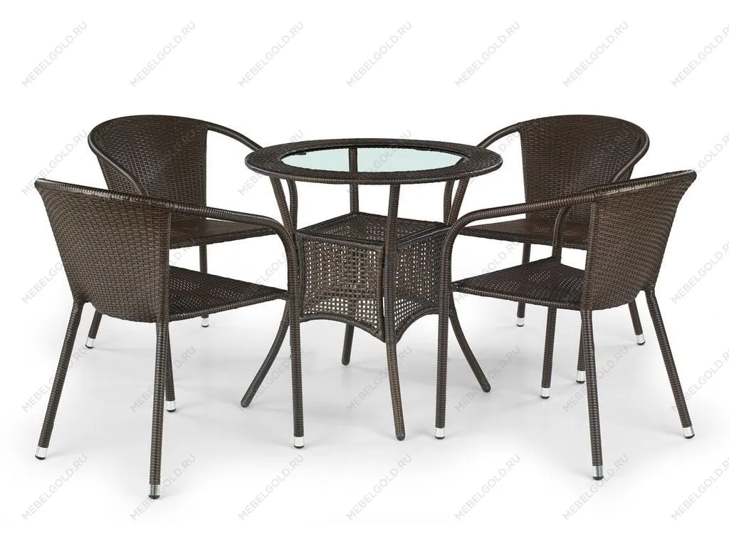 Стол обеденный Halmar MIDAS (искусственный ротанг/темно-коричневый) 74/74