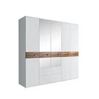 Шкаф 5-ти дверный с зеркалами, с ящиками, Bogemia Wood Wo (Белый/Золото) БМШ1/51(Wo)