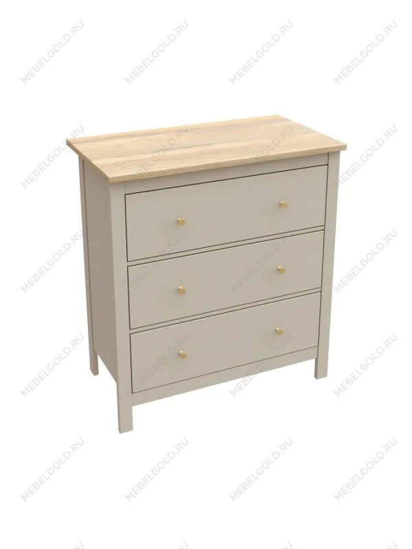 Комод Сага, 3 ящика, 92х100х51 см, кашемир/ясень