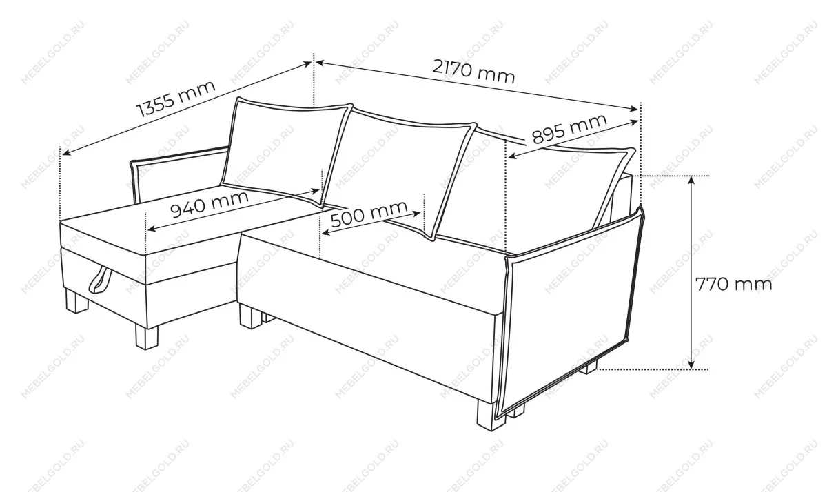 Диван-кровать угловой КИРКАС, 217х90х77 см, светло-серый | изображение 7