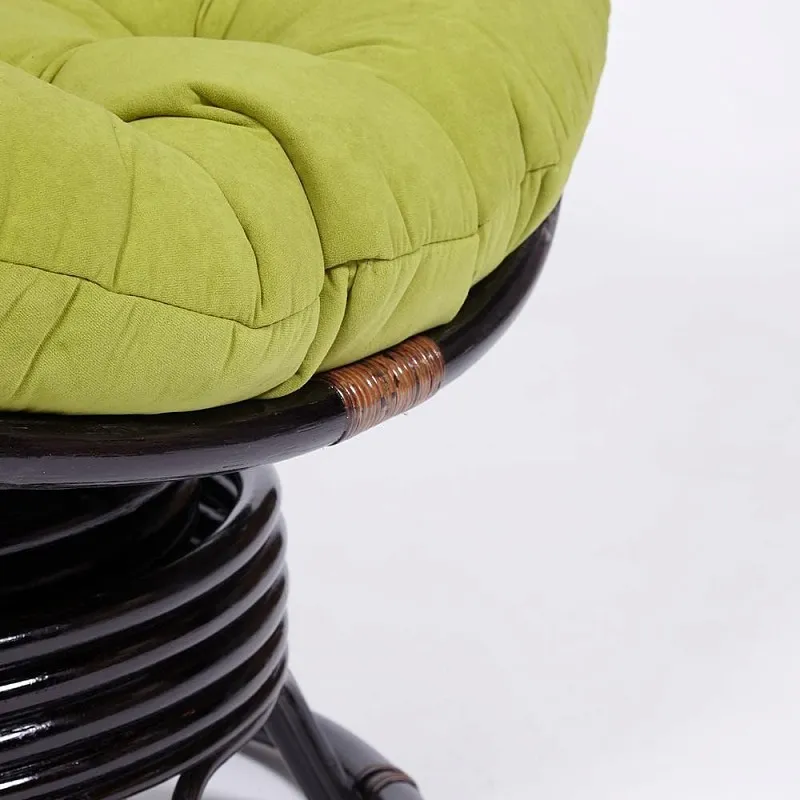 Кресло-качалка Papasan с подушкой Античный коричневый/флок Олива | изображение 6