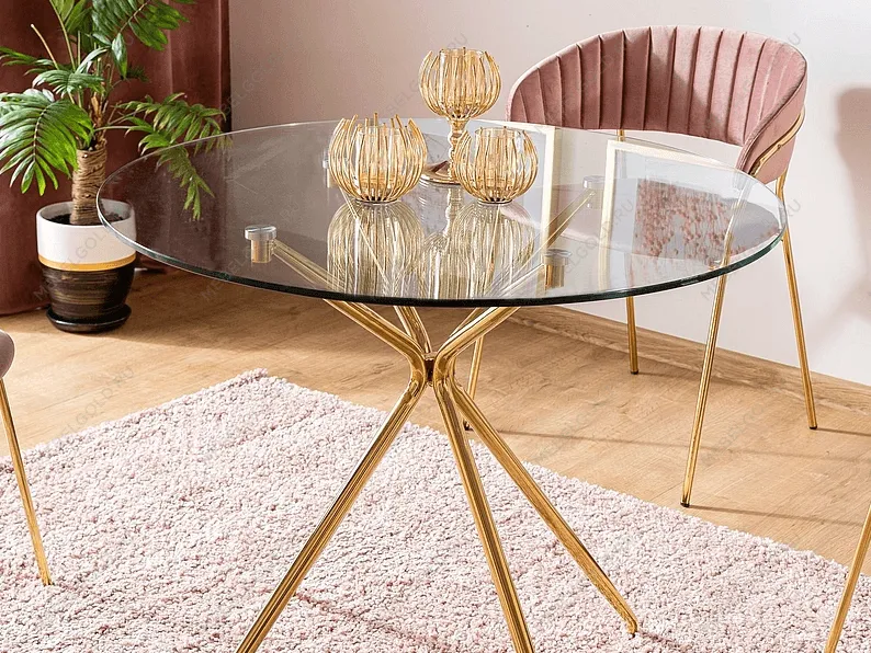 Стол обеденный Signal AZALIA (прозрачный/золотой) | изображение 2