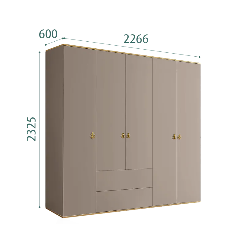 Шкаф 5-ти дверный с ящиками Римини (Мокка/Золото) РМШ2/51