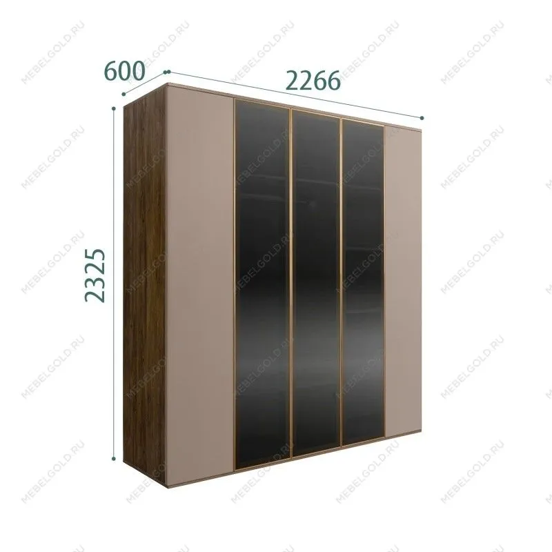 Шкаф 5-ти дв. Bogemia Woodline Air (Мокка/Золото) БМШ2/5(3)