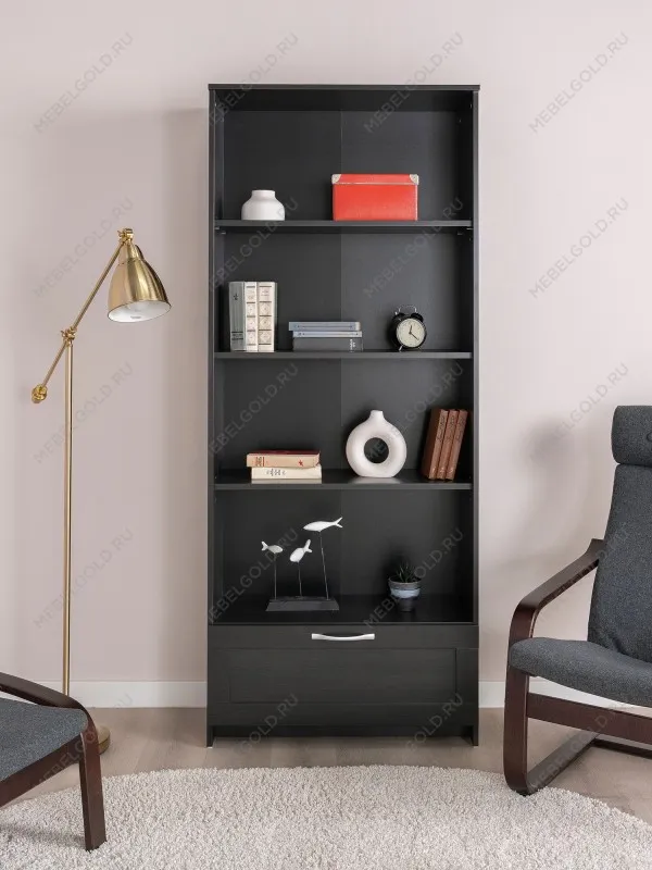 Стеллаж Сириус, 1 ящик, 78х35х190 см, черный, дуб венге | изображение 5