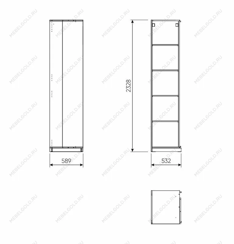 Угловой модуль гардероба МАКС, 50х58х233 см, белый | изображение 5