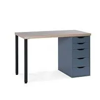 ИНГАР 1/5Т стол письменный 120x75x55, дуб беленый/серо-бирюзовый/черный