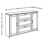 Тумба Сириус, 2 двери и 3 ящика, 156х41х95 см, белая | изображение 14