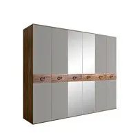 Шкаф 6-ти дв. с зеркалами Bogemia Woodline Wood Fi (Серый/Хром) БМШ1/6(Wo)