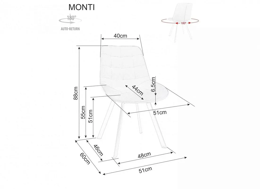 Стул кухонный Signal MONTI Velvet Bluvel 38 поворотный (капучино/черный) | изображение 5