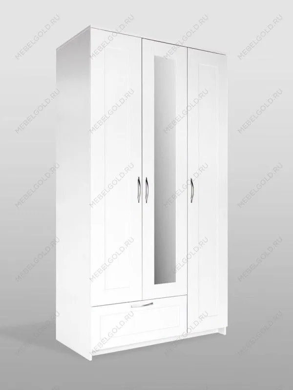 Шкаф Сириус, 3 двери и 1 ящик с зеркалом, 117х59х220 см, белый | изображение 9