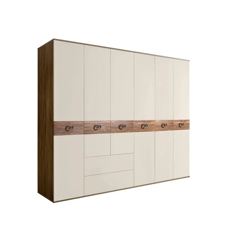 Шкаф 6-ти дверный с ящиками, Bogemia Woodline Wood Fi (Слоновая кость/Хром) БМШ2/61(Wo)
