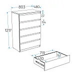 МАЛЬТА комод ИКЕА / IKEA 5 ящиков 80х121 сонома | изображение 4