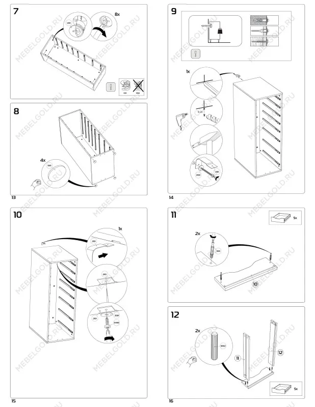 Стол письменный Ингар, 16 ящиков, 140х106х55 см, белый | изображение 18