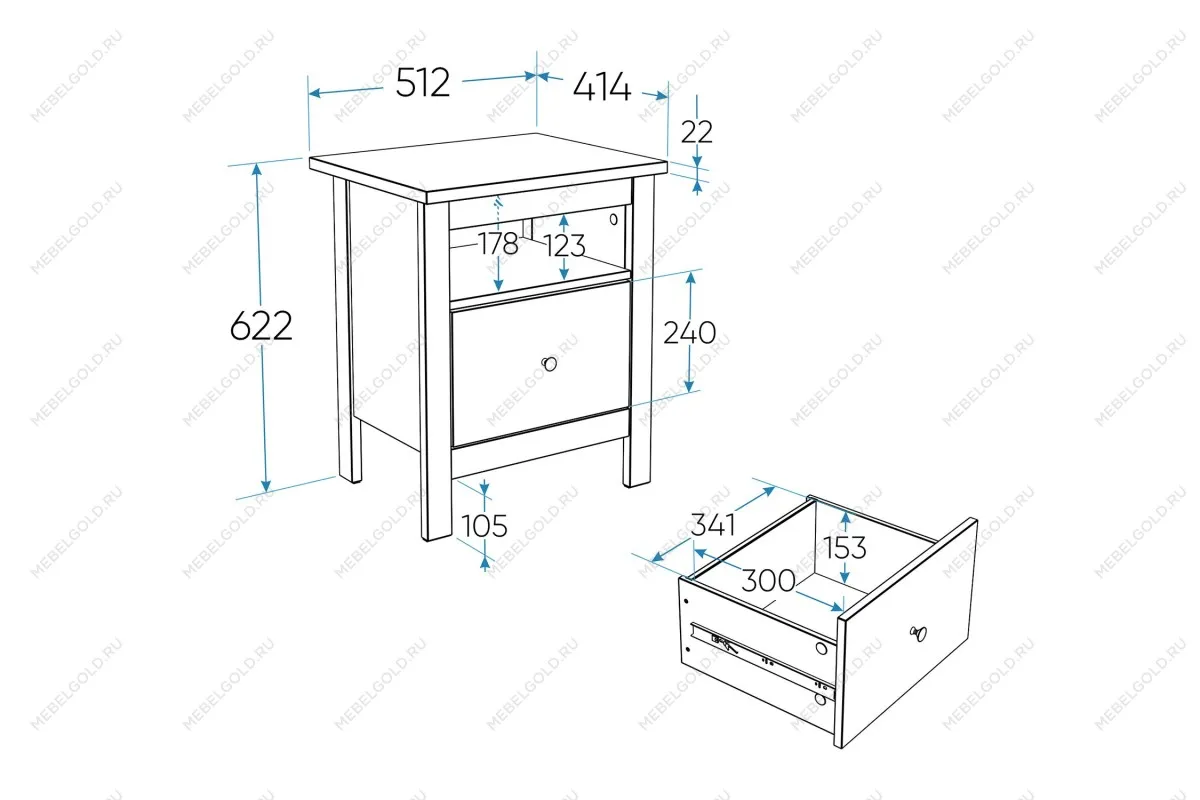 Тумба прикроватная Сага, с доводчиками, 51х41х62 см, кашемир/ясень | изображение 2