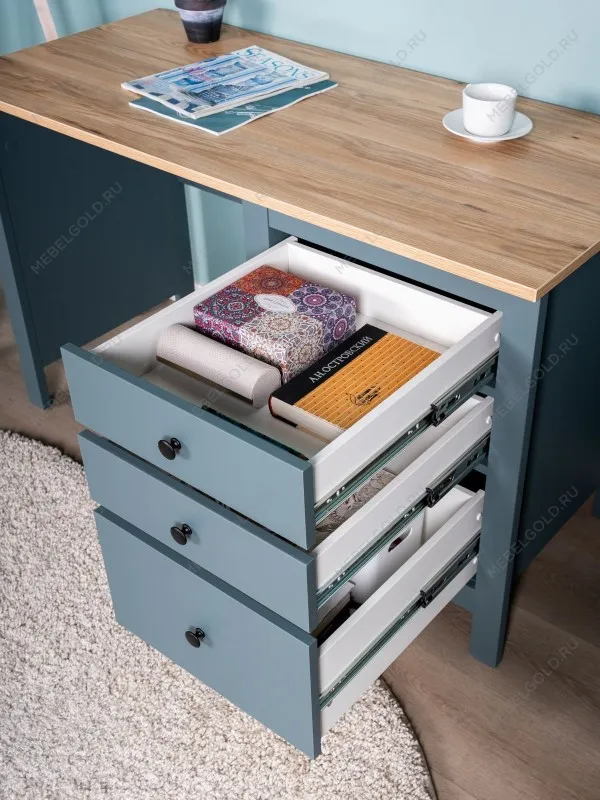 Стол письменный Сага, 120х56, темно-бирюзовый/ясень | изображение 4