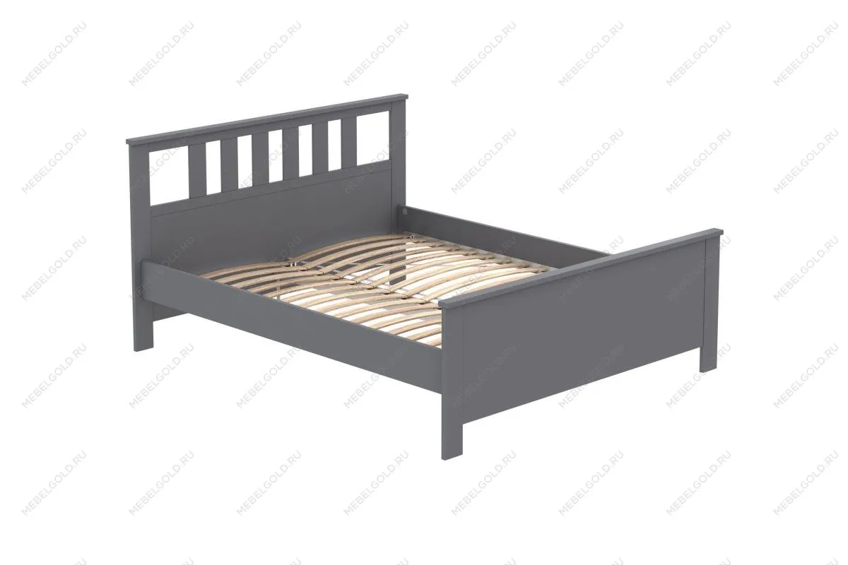 Кровать двуспальная Сага, 160х200 см, серая | изображение 13