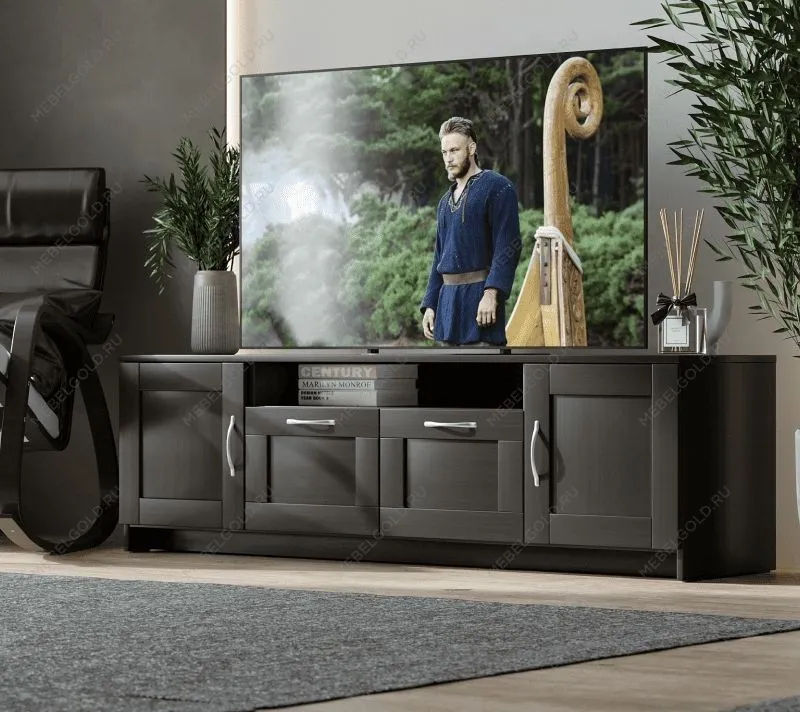 БРИМНЭС / СИРИУС тумба ИКЕА / IKEA 2 двери и 2 ящика 156х47 Дуб Венге | изображение 5