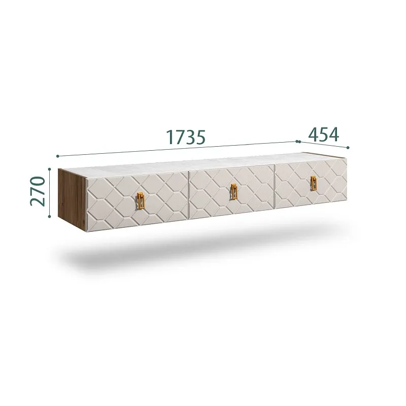 Тумба телевизионная 1.6м Bogemia Woodline Fly Fa (Шелк) (Novabuk/Золото) БМТ-1