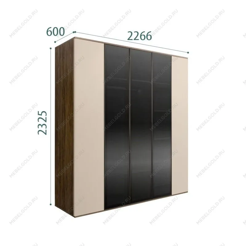 Шкаф 5-ти дв. Bogemia Woodline Air (Ваниль/Черный) БМШ2/5(3)