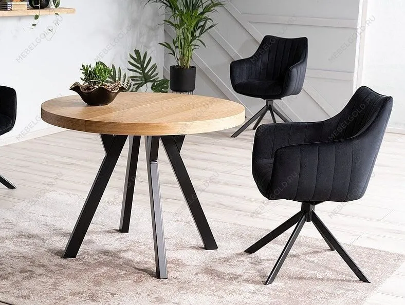 Стол обеденный Signal DOMINGO раскладной (дуб натуральный/черный) | изображение 2