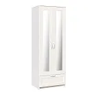 БРИМНЭС / СИРИУС Шкаф двухдверный ИКЕА / IKEA белый с одним выдвижным ящикам и двумя зеркалами | изображение 3