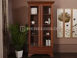 Шкаф с витриной Кентаки REG2W1S каштан