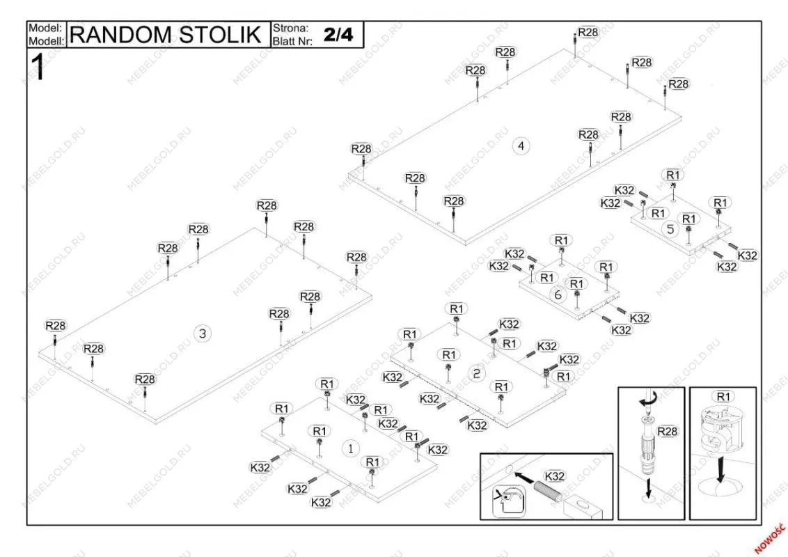 Стол журнальный Halmar RANDOM LAW-1 (дуб вотан/черный) | изображение 2
