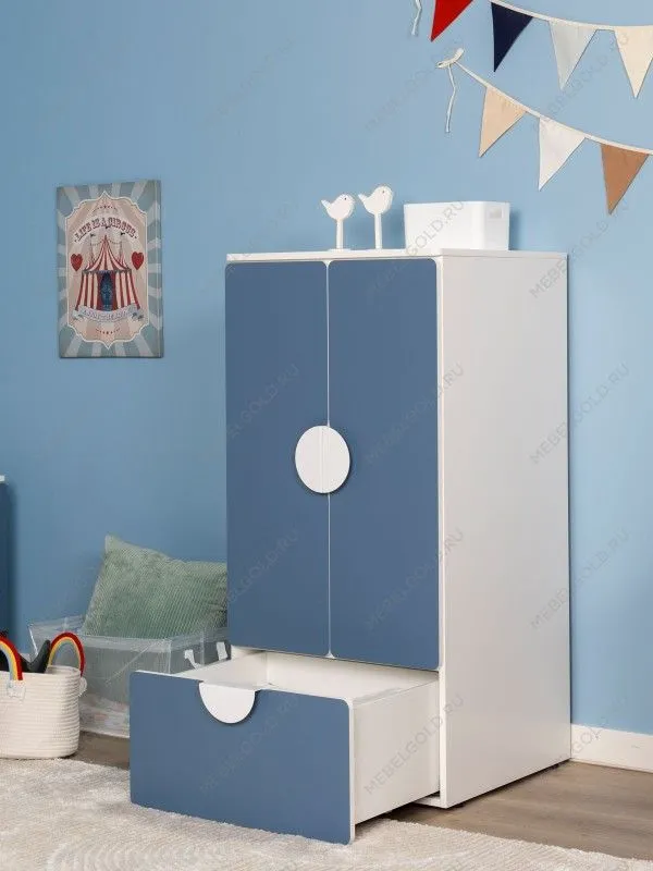 Шкаф распашной Пикси, с двумя дверьми, полкой и одним выдвижным ящиком 60х57х120, озорной василек | изображение 3