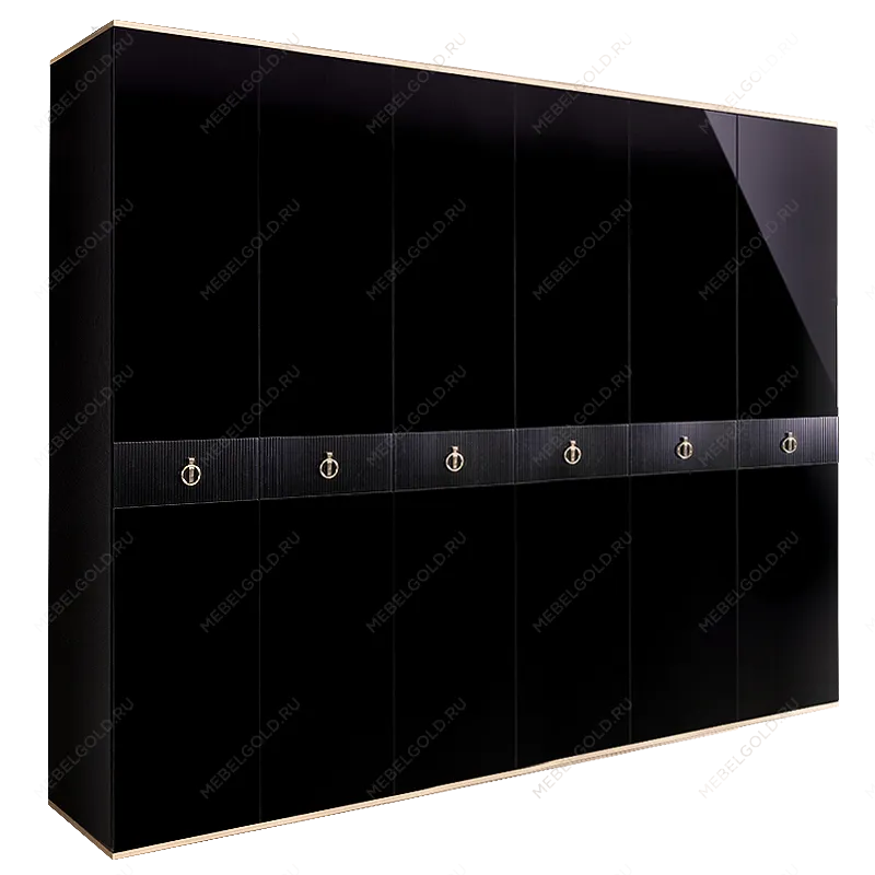 Шкаф 6-ти дверный Римини СОЛО (Черный/Серебро) РМШ2/6(s)