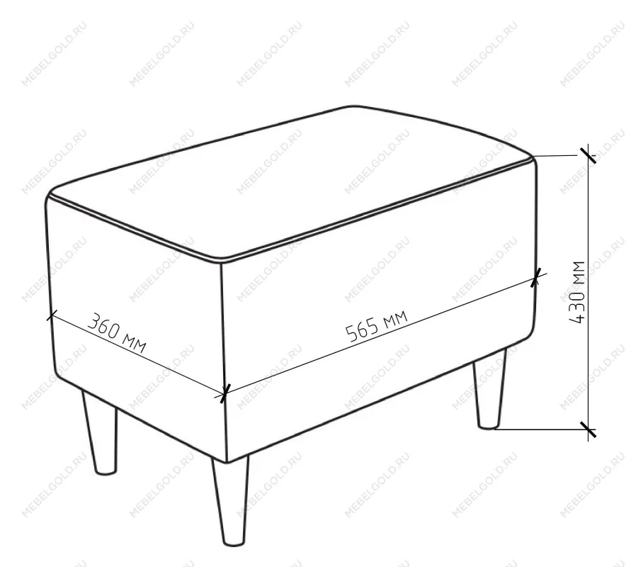 Пуф КИРКАС, 57х36х43 см, жёлто-оранжевый | изображение 3