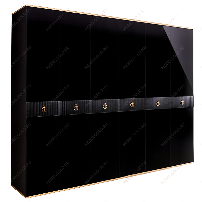 Шкаф 6-ти дверный Римини СОЛО (Черный/Золото) РМШ2/6(s)
